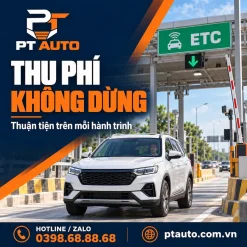Ô tô di chuyển qua làn thu phí không dừng ETC