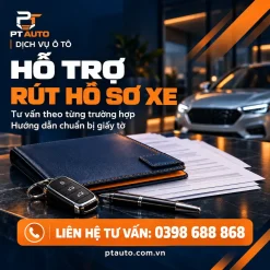 Hồ sơ, giấy tờ và chìa khóa xe trong ảnh dịch vụ PT AUTO