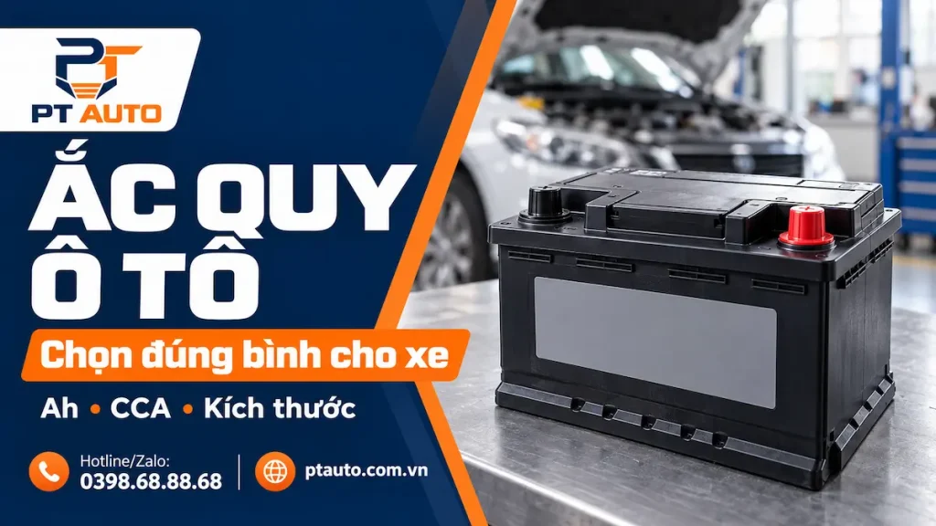 Ảnh minh họa ắc quy ô tô trong bài hướng dẫn chọn bình phù hợp của PT AUTO.